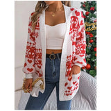 Nouveau pour femmes Automne et hiver Noël Poche de cerf Cardigan à manches longues Pull Veste Manches lanterne Vêtements lâches pour femmes de