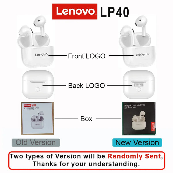 Lenovo – écouteurs Bluetooth 5.0 lp40, son immersif