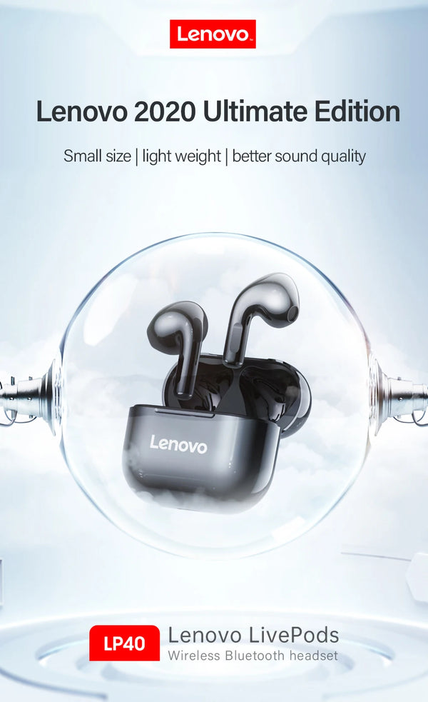 Lenovo – écouteurs Bluetooth 5.0 lp40, son immersif